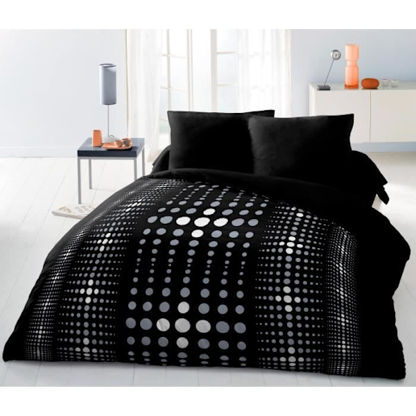STEEVY Microfiber dyneovertræk 220x240cm og 2 pudevæg 63x63cm sort svart och grått