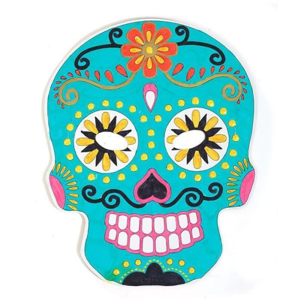 Platta kartongmasker att färglägga - Mexikansk Calavera - 6 masker - Blå