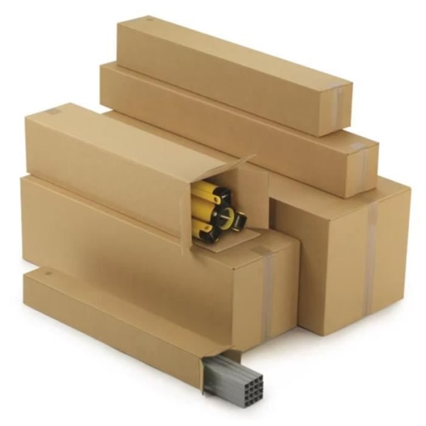 5 aflange emballageæsker 80 x 10 x 10 cm - Dobbelt korrugeret kastanj