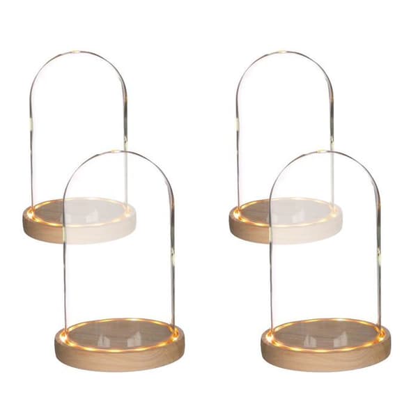 4 lysende glasklokker 21,5 cm x Ø 14 cm Transparent