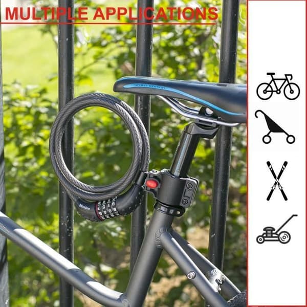 Pyörälukko - MASTER LOCK - 8120EURDPRO - Kierretty teräsjohdin - 1,8 m pituus