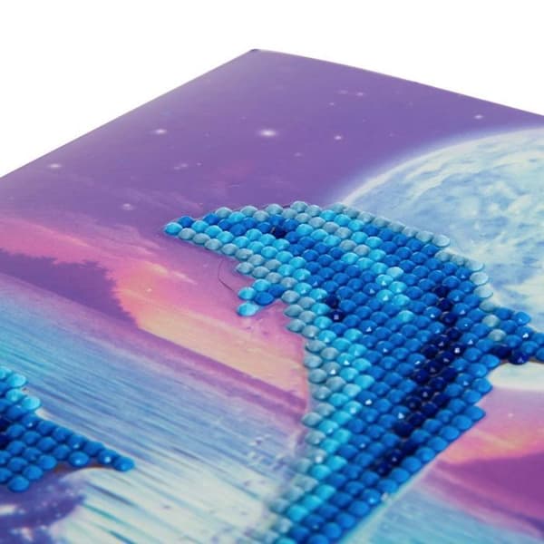 Crystal Art -timanttikortti - Dolphin - 18 x 18 cm Blå