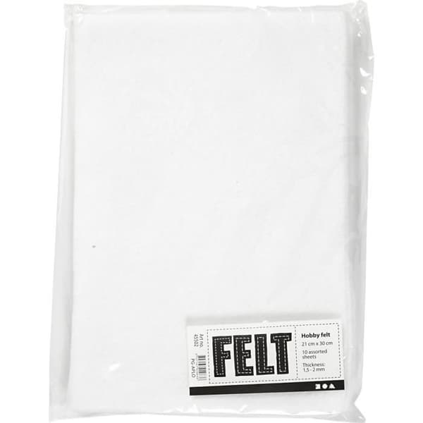 Hobbyfilt - Polyester - Vit - Ideal för pyssel