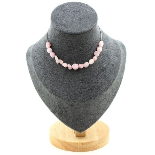 Collier - ABIJOUX - Kunzite fra Brasilien - 15 perler - Rustfrit stål - Justerbar længde Kunzit från Brasilien
