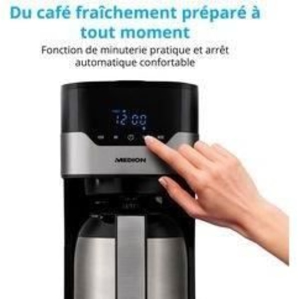 Programmerbar filterkaffemaskine med kande - MEDION - MD 18458 - isotermisk - 900W - 1,2 L