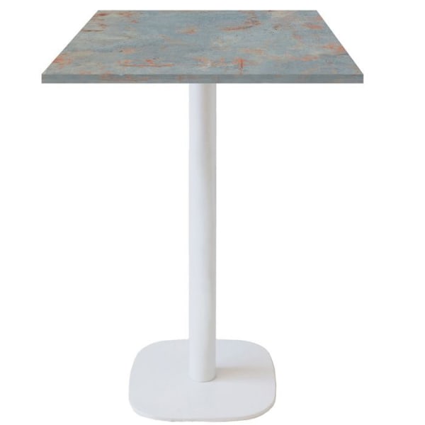Ståbord 60 x 60 cm - Rund model, hvid rustgrå fod kastanj