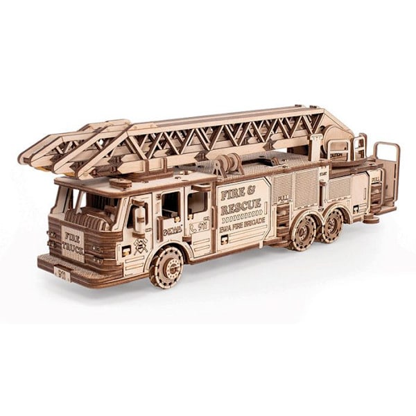 3D træmodel - Brandbil 37,8 cm Beige