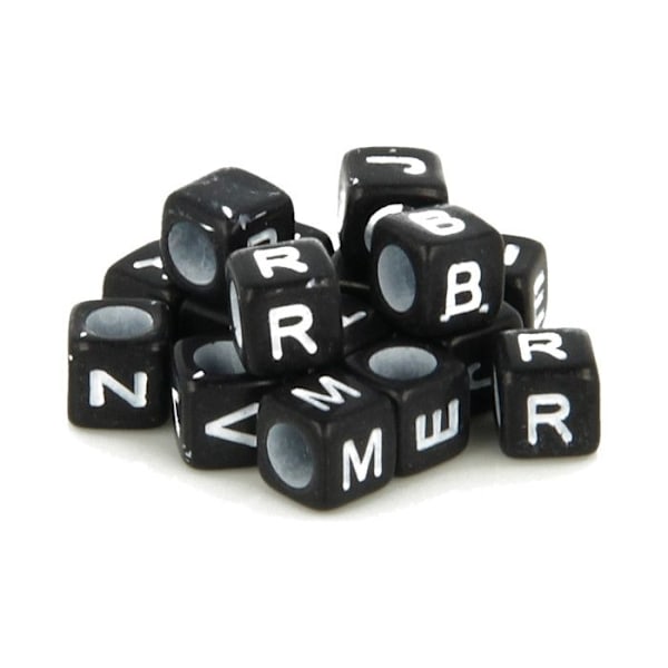 Perle Dé Alphabet 6mm sort og hvid 300 stk. Svartvitt