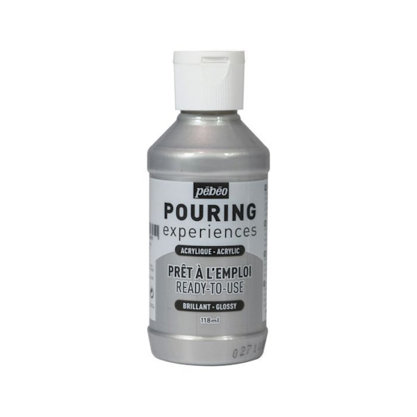 Akryylimaali - Pébéo - Valuminen - 118 ml - Metallinhohtoinen Hopea - Sekatekniikka Metalliskt silver