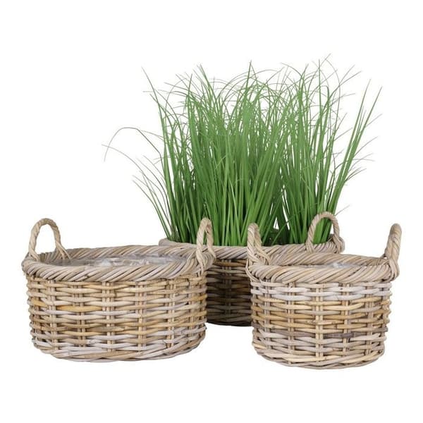 3 rattan kurve med plastificeret inderside brun