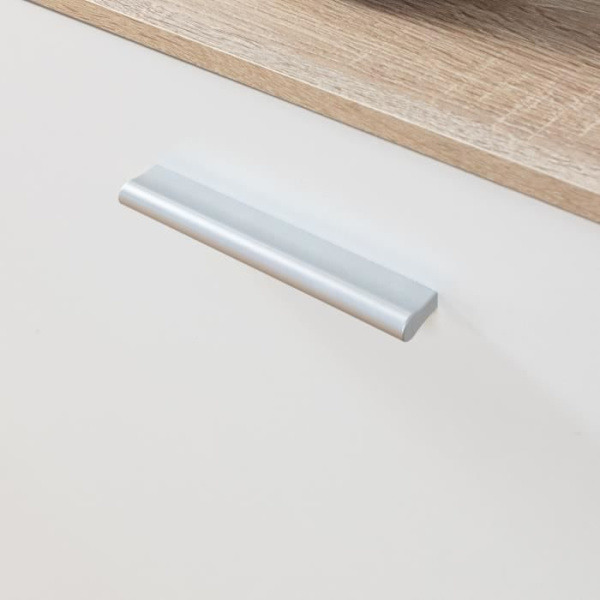 PILVI matala senkki - 2 ovea ja 4 laatikkoa - Valkoinen ja Sonoma tammi - P 122,6 x S 34,2 x K 81,1 cm Vit / sonoma ek