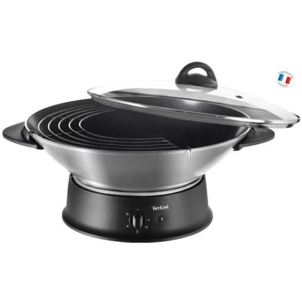 TEFAL elektrisk wok - SILVER - Non-stick aluminiumskål - Thermo-Spot - Svart och silver