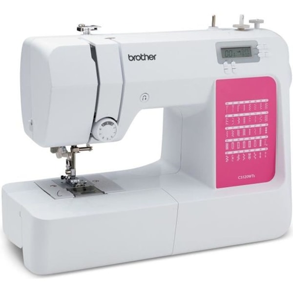 BROTHER CS120WTs elektroniska symaskin - LCD-skärm - LED - Hastighet 750 pts/min Rosa