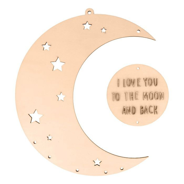 Dekorera trämobile moon beige