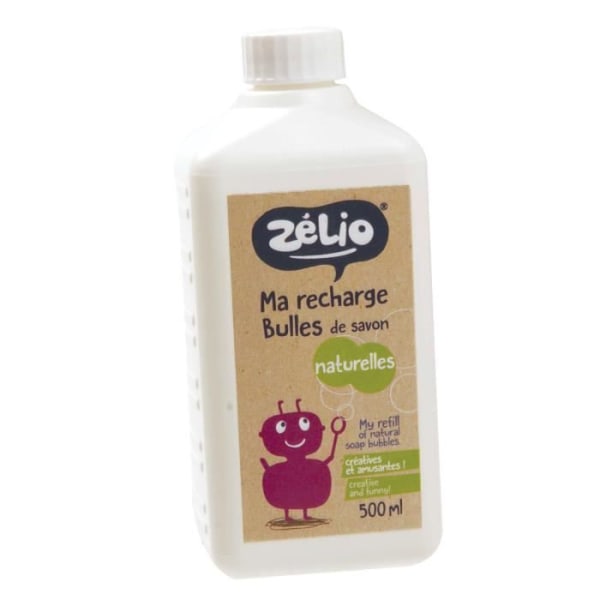 Naturlig såpbubbla påfyllning - Zélio - 500 ml - Ekologisk tvål och ekologisk glycerin - Barn