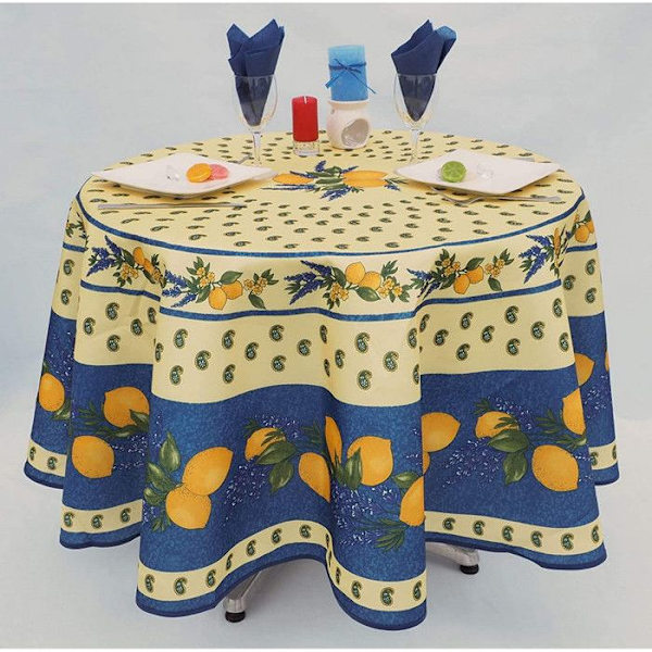Runddukar - Provençalska - Citrongul - 180 cm - 100% Polyester - Fläckbeständigt Röd