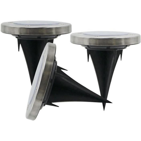 GALIX Set med 3 solcellsdrivna infällda spotlights i rostfritt stål rostfritt stål grå