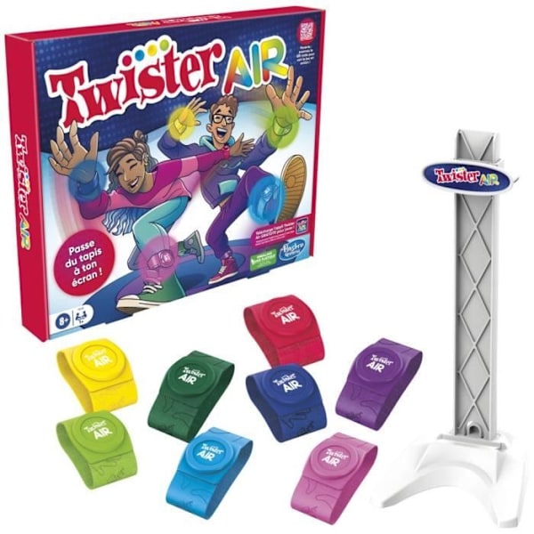 Twister Air, Twister-spil med AR-app, opretter forbindelse til smartphones og tablets, aktive gruppespil, fra 8 år Flerfärgad