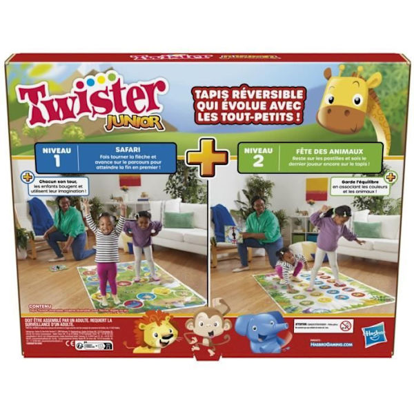 Twister Junior - Uppgraderbar 2-i-1 vändbar matta - Junior Brädspel - Hasbro Gaming Flerfärgad