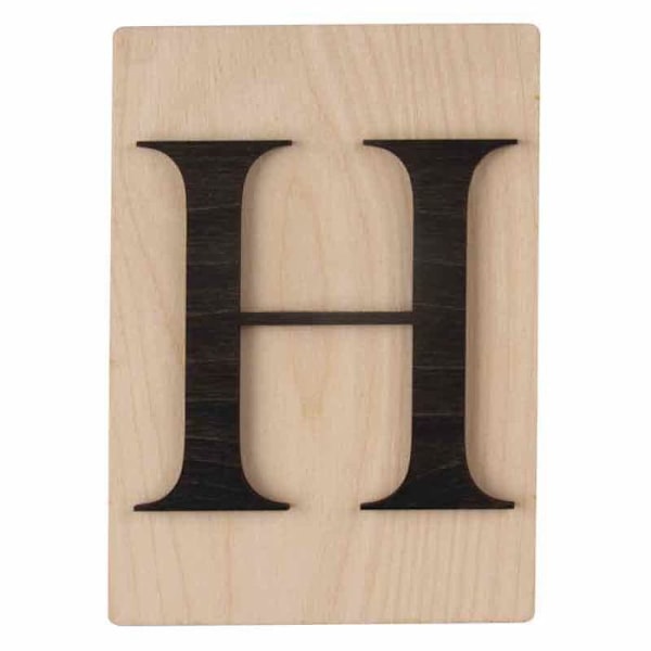 Træbogstaver dekoration - Ikke specificeret - H - 14,9 x 10,5 cm - Sort - Indendørs Svart