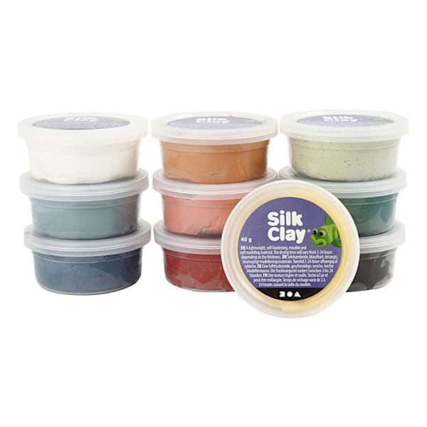 Todeler - Silk Clay - Assortiment af 10 potter - 40 g hver - Multifarvet - Blød og let Flerfärgad