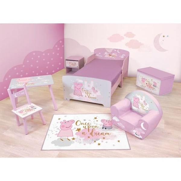 Sjov hus peppa pig drømmeseng med lamelbund 140 x 70 cm FLERFÄRG