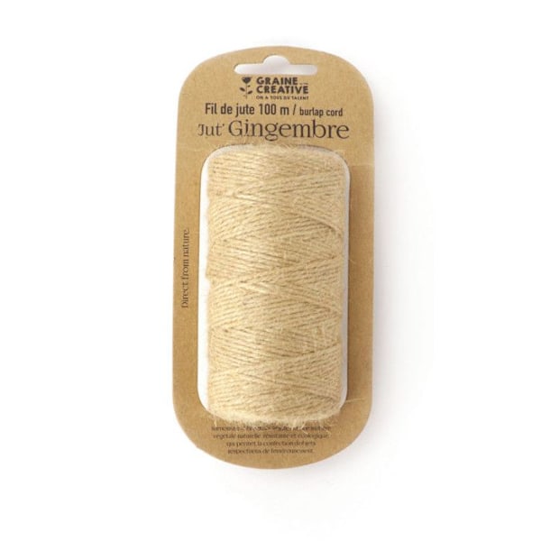 Jutegarnspole - Naturell - 100 m x 2 mm Beige