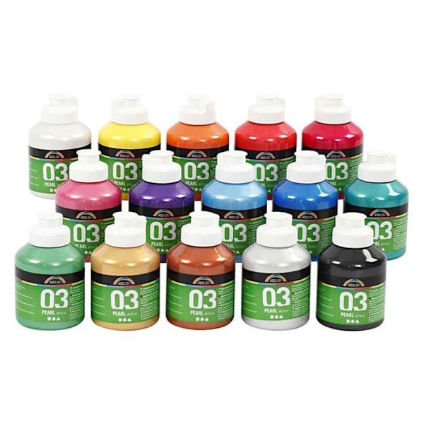 Akrylmaling - Ikke specificeret - Ref 32200 - Skinnende metallisk effekt - 15 farver - 500 ml Sortiment av 15 färger