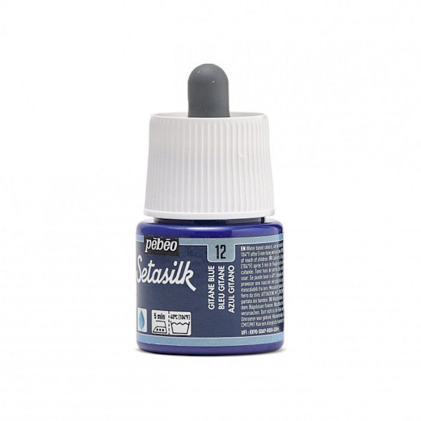 Tekstilmaling - Pébéo - SetaSilk - 45 ml - Blå Gitane - Til voksne og blandede Bleu Gitane