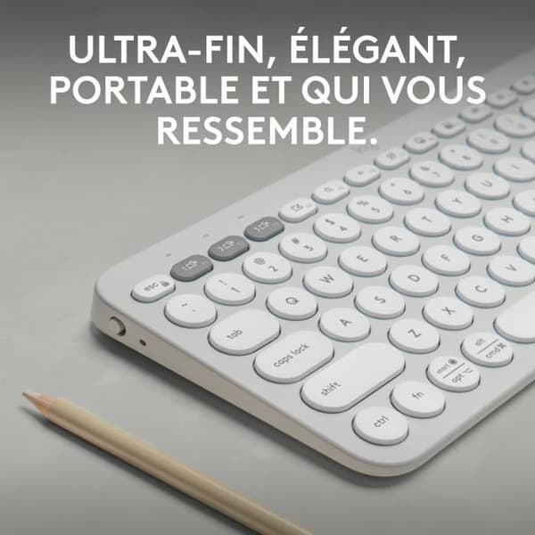 Tastatur - Trådløs - Logitech - Pebble Keys 2 K380s - Easy-switch-knap - Hvid