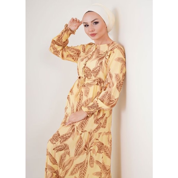 Mönstrad hijabklänning - gul, storlek: 40 Gul 36