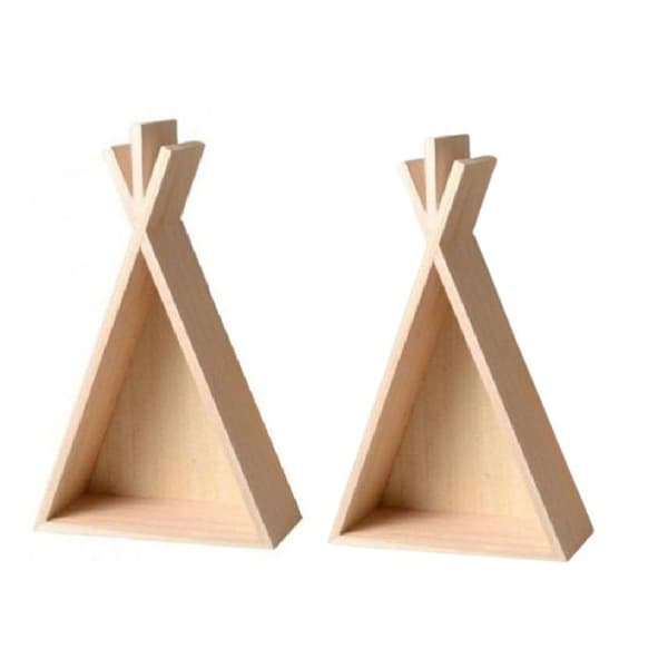 2 puusta valmistettua tipi-hyllyä 45 cm beige