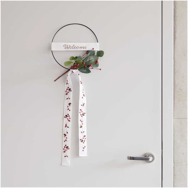 Broderisats välkomstmetallcirkel Ø 15 cm Vit