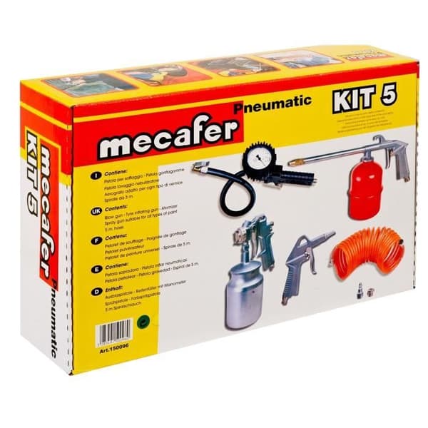 Luftkompressor tilbehørssæt - MECAFER - 9179151 - Malerpistol, Blæsepistol, Sprøjte til alle væsker Grå og orange