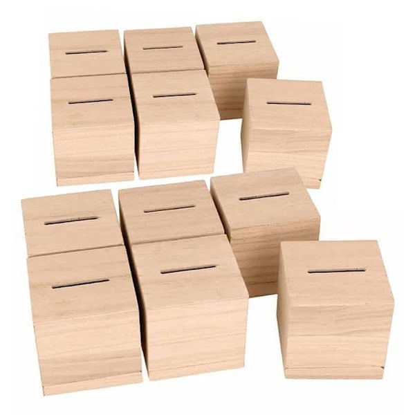12 kubiska spargrisar i trä 6 x 6 x 6 cm kastanj