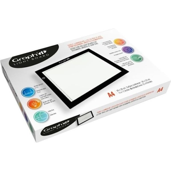 Ljusbord A4 - Graph'it - Modell 0912 - Ultra-tunn 6mm - LED - Adapter ingår
