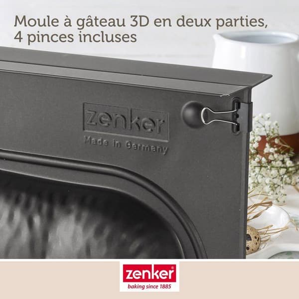3D Bakform - Zenker - Påsklamm - Stål - 900 ml - Non-stick Teflon Svart