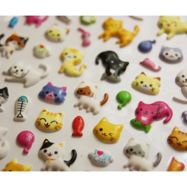 Återanvändbara klistermärken - 3D-relief - Söta katter - Tweeny - Djur - För barn från 5 år och uppåt
