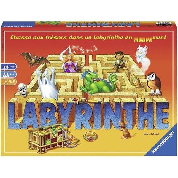 Labyrint - Ravensburger - Familjebrädspel - Skattjakt i en rörlig labyrint - Från 7 år Gul