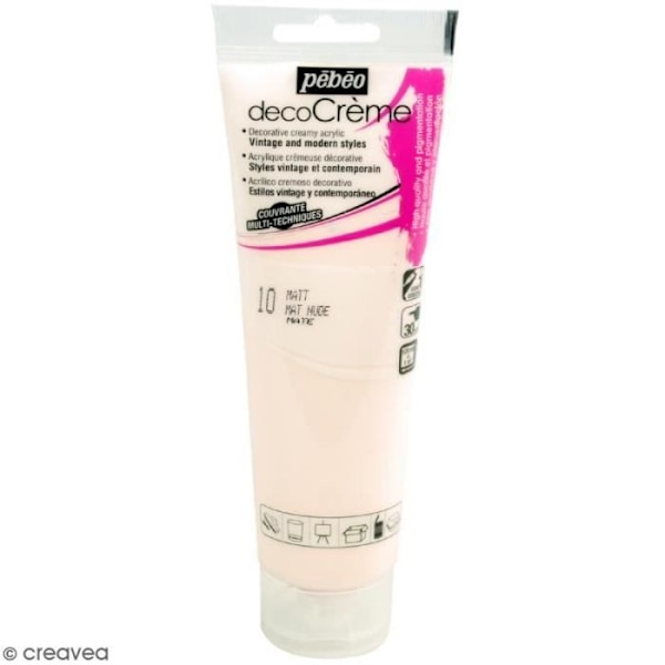 Akvarellmaling - PEBEO - DecoCrème - Farve Nude - 120 ml - Mat Finish Naken