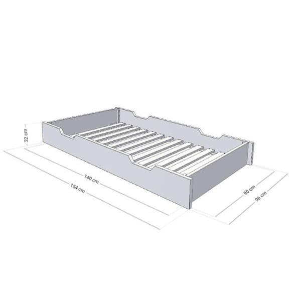 Rulleskuff til opbevaring eller seng - grå til seng 90 x 160 cm Grå