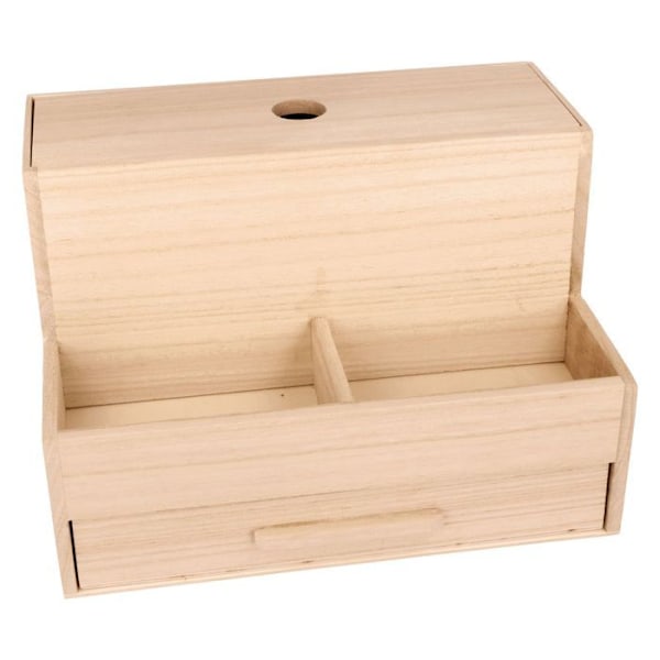 Opbevaringsboks i træ 16 x 25 x 18 cm Beige