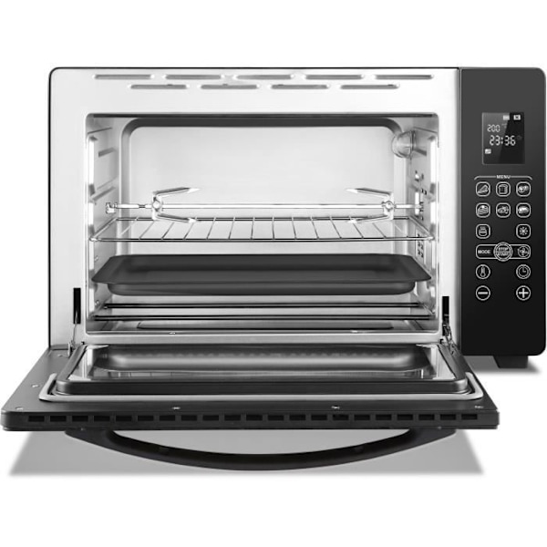 CONTINENTAL EDISON CEMF45DIG elektrisk miniovn - 45L sort - 2000W - Rotisserie, Naturlig konvektion