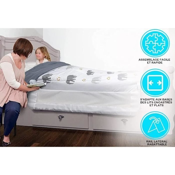 Dreambaby Nicole sängyn kaide - sisäänrakennetut ja tasaiset sängyt - Leveys 150 cm ja korkeus 50 cm - Harmaa Grå