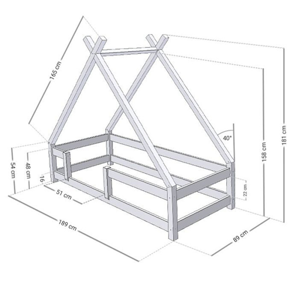 "Lit cabane enfant TAHUKA 80 x 180 sininen meri" Blå