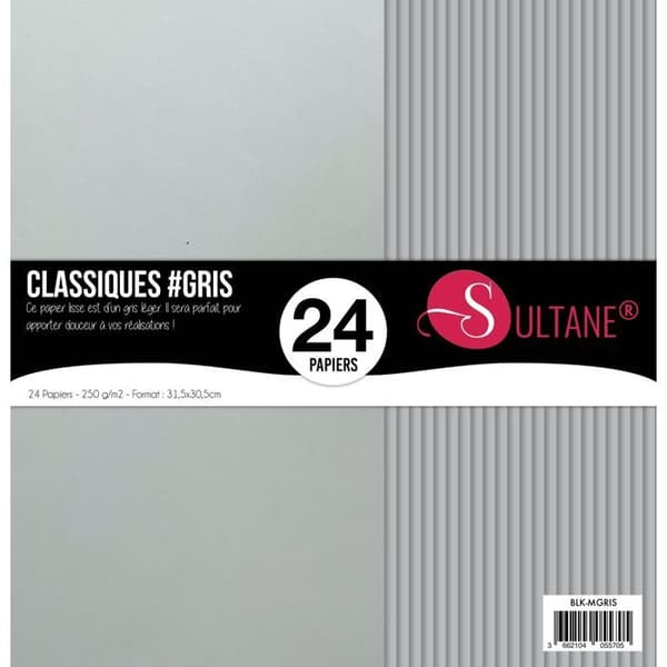 24 scrapbookingpapper Grå - 300g/m2 - H : 30,5 cm Grå