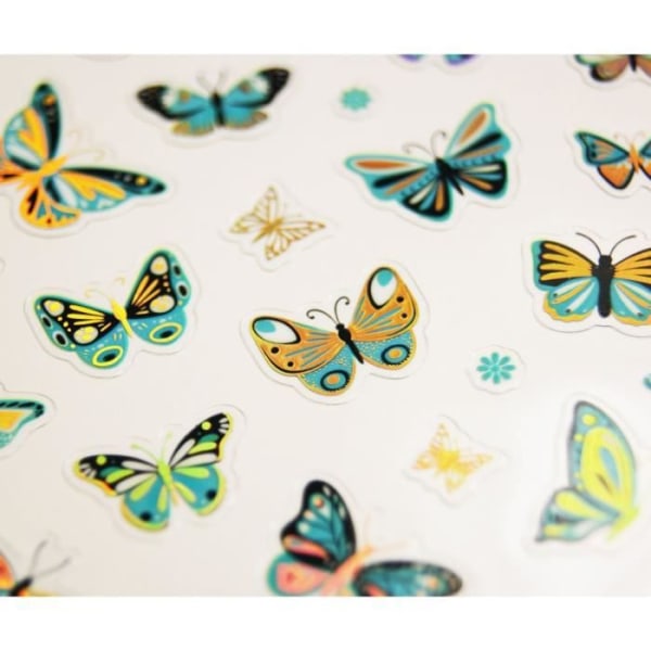Klistermärken - Fjärilar - Blått och guld - 1,8 cm