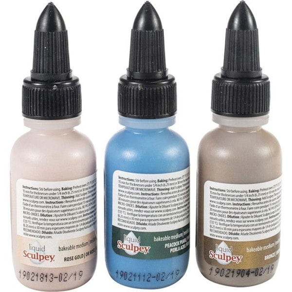 Medium vätska - Polyform - Sculpey Liquid Medium-Glam - 3 flaskor med 29 ml - Rosa - Avancerad