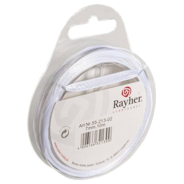 Satinband, 7 mm, rulle 10 m, vit Vit