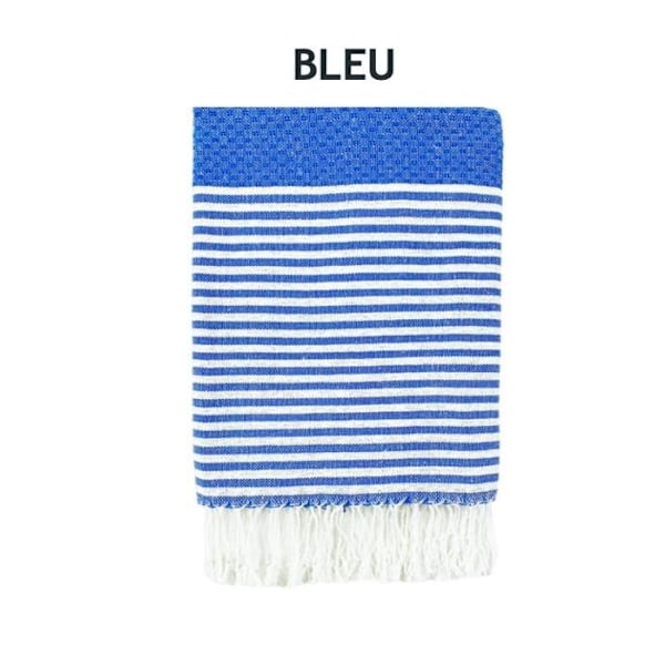 Fouta de Plage Nid d’Abeille 100% puuvillaa Suuri Koko - Pehmeys ja mukavuus - Rannalla oleva pyyhe - 100x200cm - 100 x 200 cm - sininen Svart